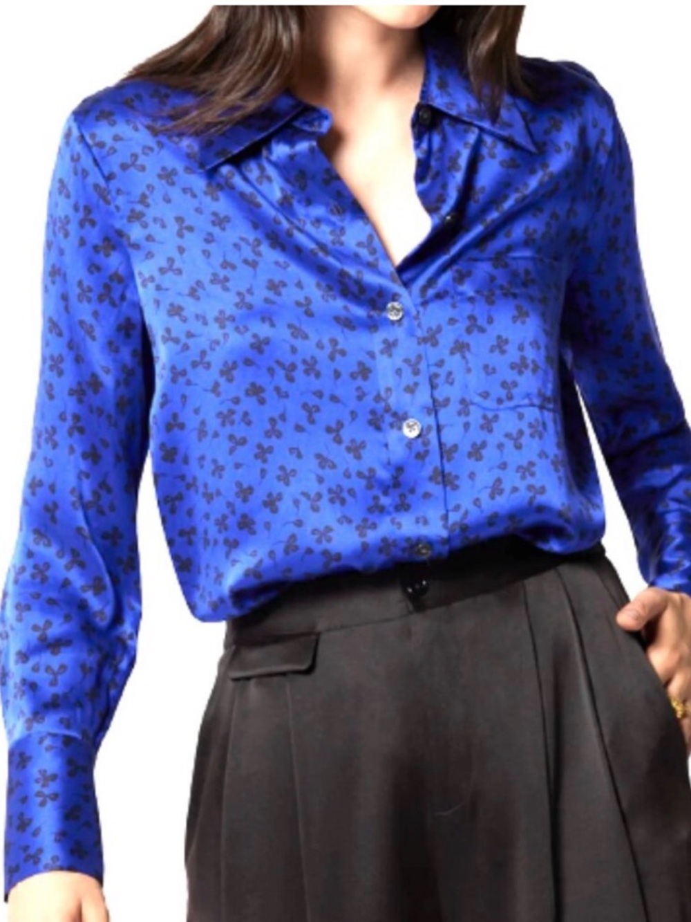 Equipment Femme Quinne Clover Print Button Up Shirt Blouse career size 1-2X